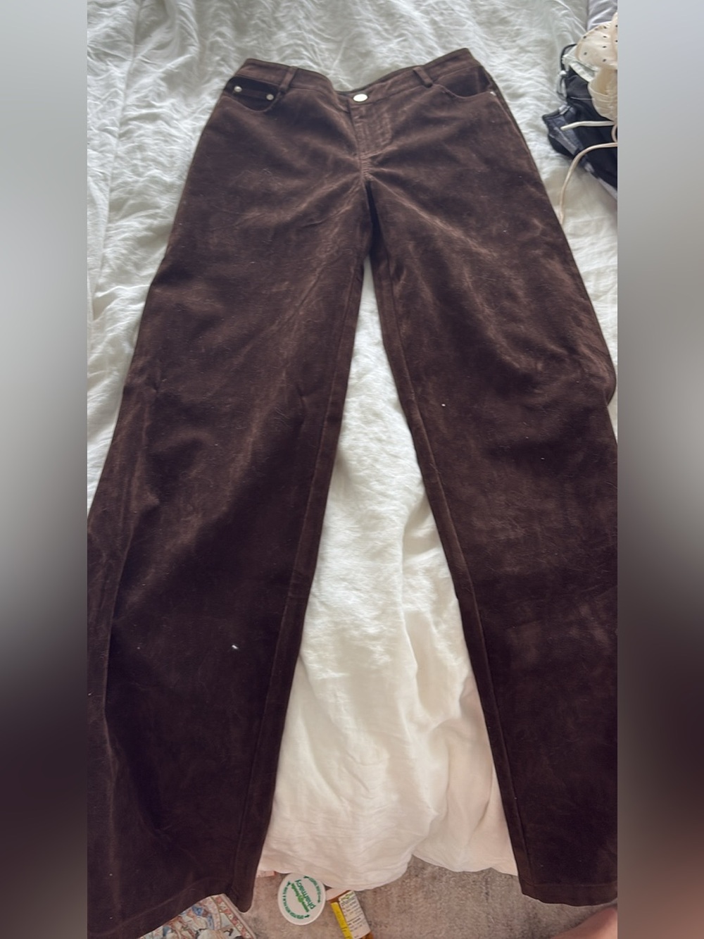 Wide-Leg Chocolate Brown Corduroy Pants